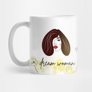 female portrait with brown straight hair Mug